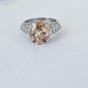 Authentic Tacori Morganite & Diamond Simulant Ring Sterling Silver Size 7!
